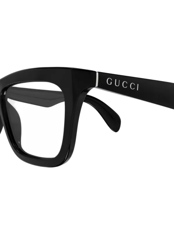 Gucci Eyewear スクエアメガネフレーム | ブラック | FARFETCH JP