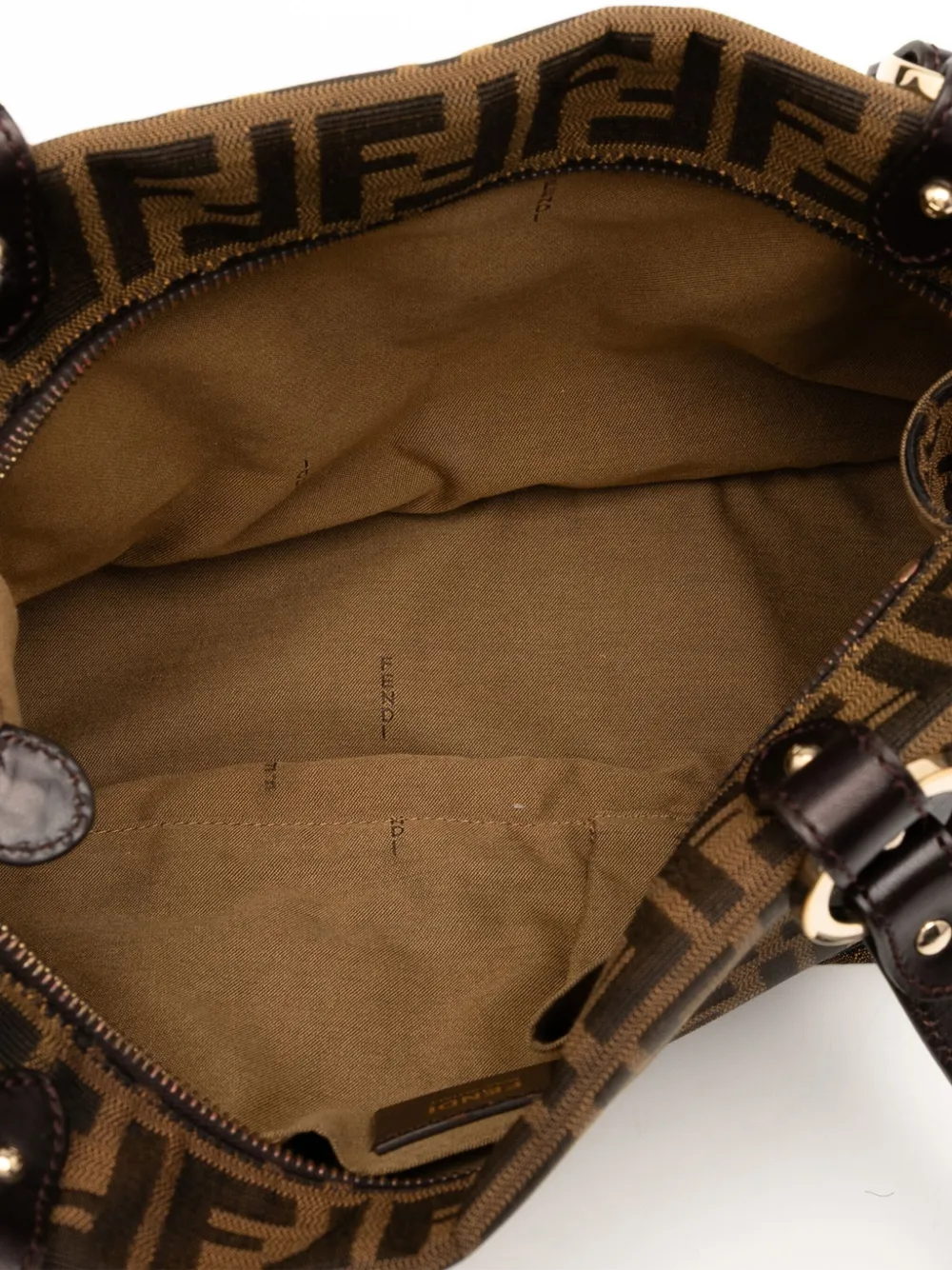 Pre-owned Fendi 2010-2025 Medium Zucca Canvas Chef Shoulder Bag In Brown