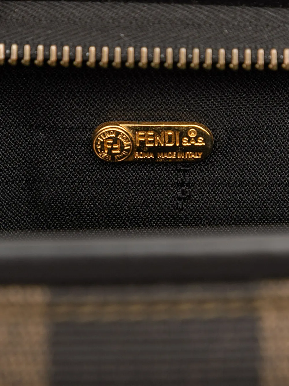 Pre-owned Fendi 20th Century Pequin Coated Canvas Boston Bag In Brown