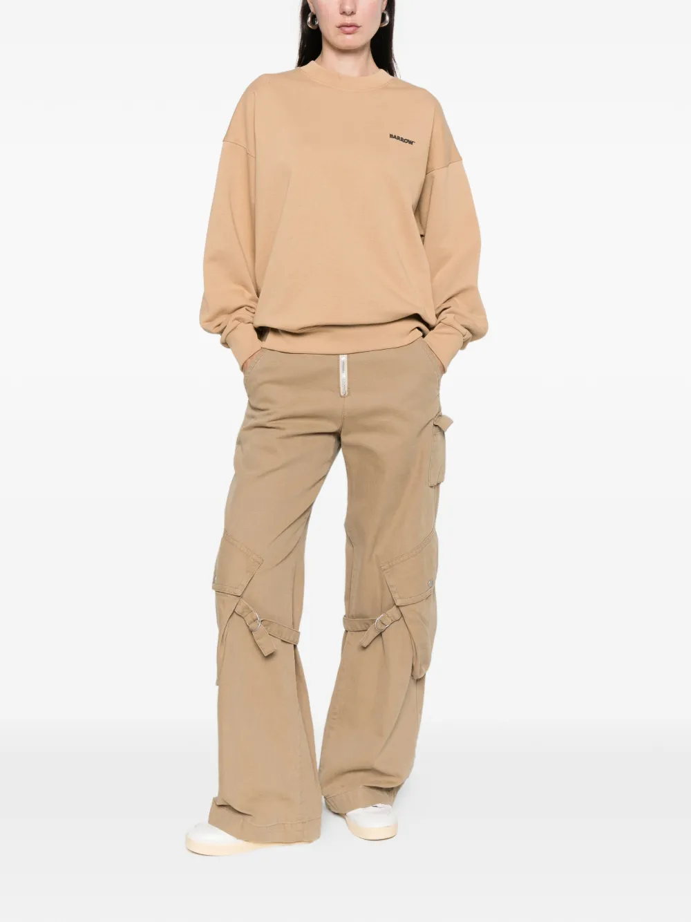 BARROW logo-detail long-sleeve sweatshirt Beige