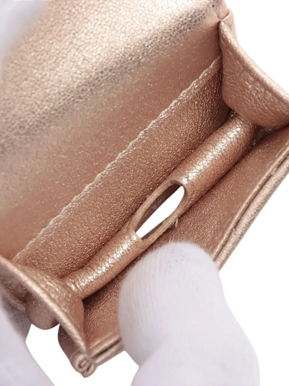 CHANEL Pre-owned 2021-2025 Quilted Metallic Lambskin Round Clip On Coin Purse And Airpods Case In Gold