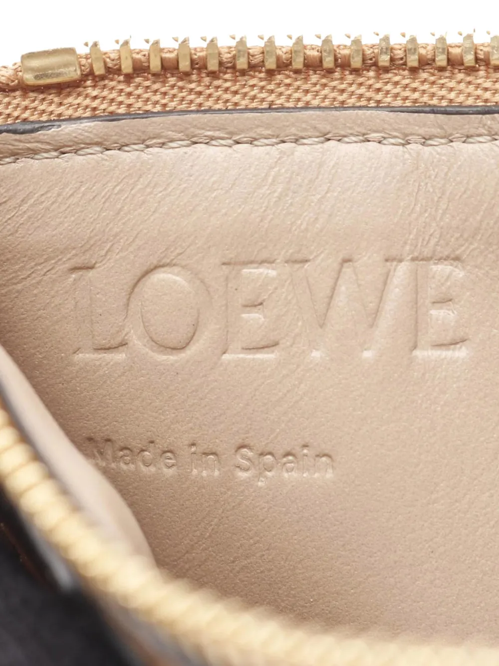 Pre-owned Loewe 2010-2025 Calfskin Anagram Coin Pouch In Brown
