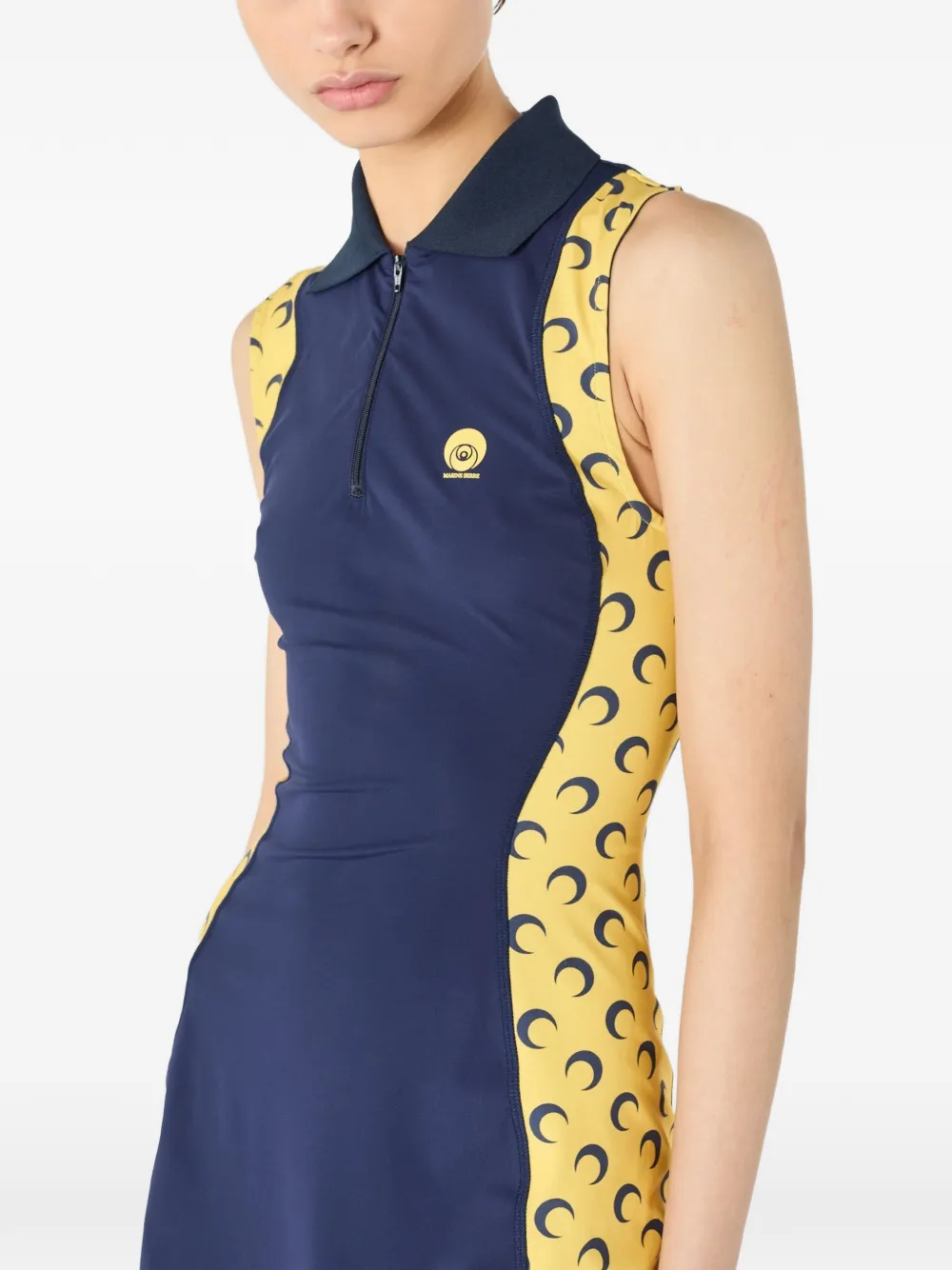 Marine Serre Mouwloze mini-jurk met print Blauw
