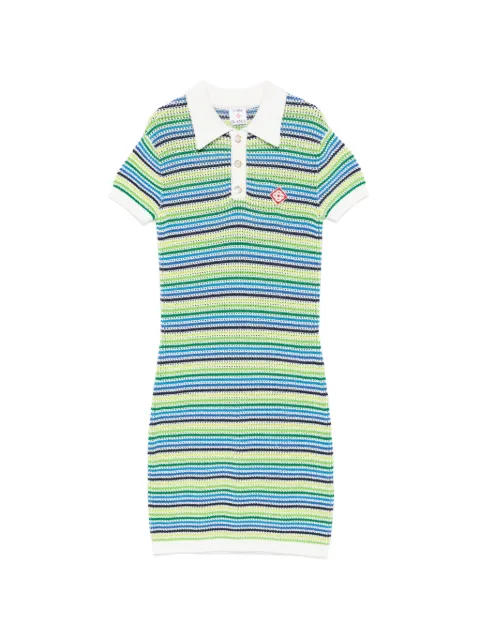 Casablanca striped-pattern logo-embroidery mini dress