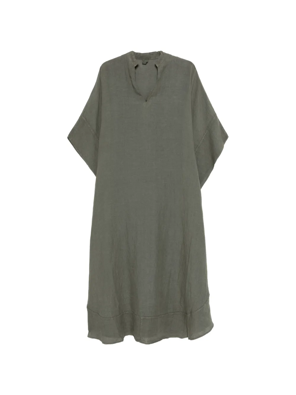 120% Lino V-neck midi dress - Verde
