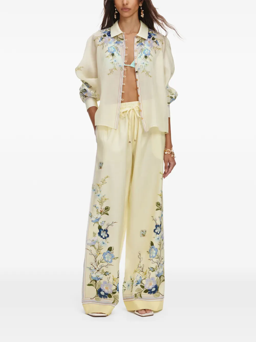  Self-portrait Camisa Con Estampado Floral - Amarillo 