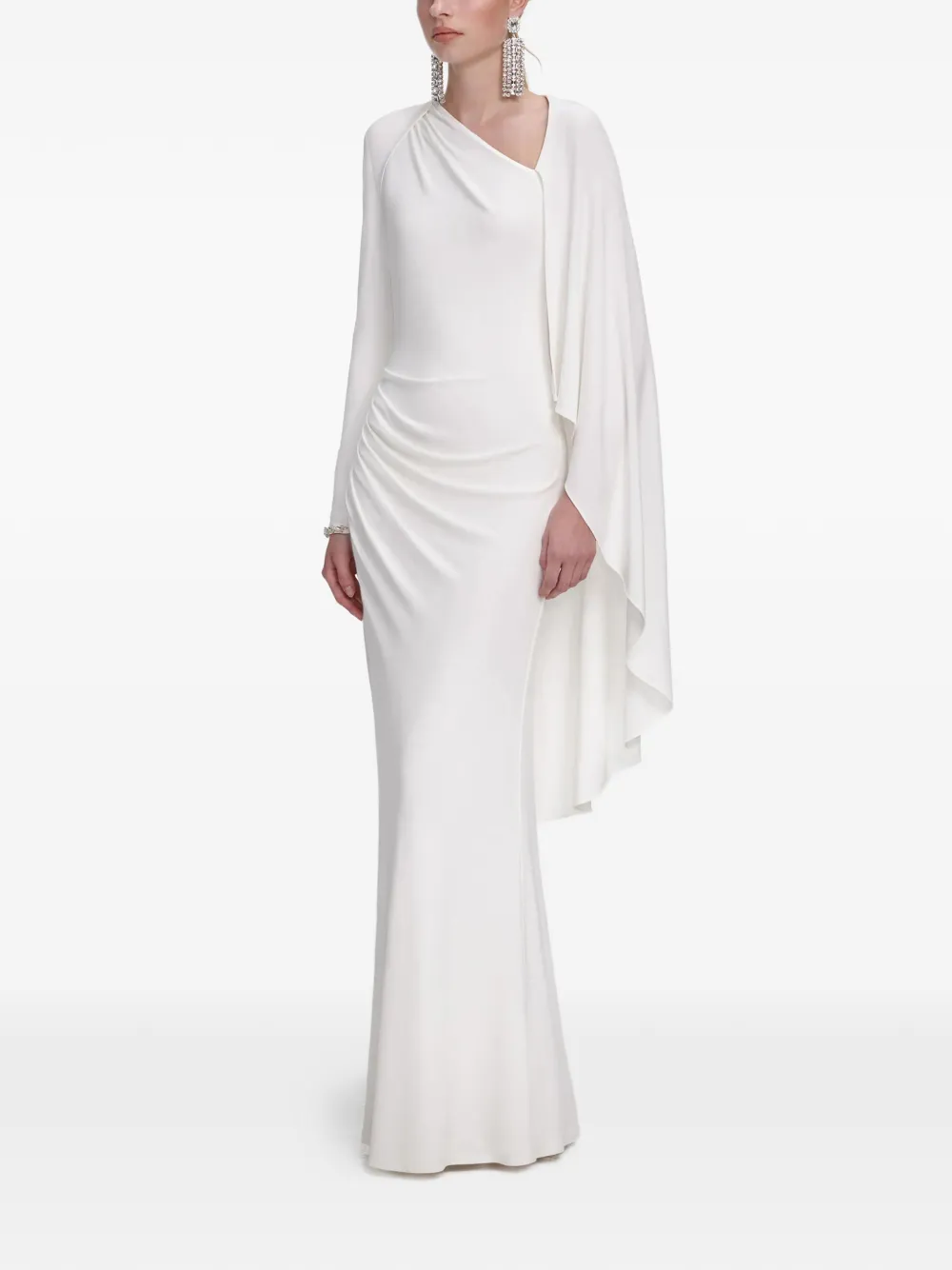 Self-portrait Draped Maxi Dress In White