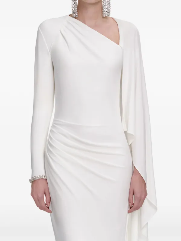 self portrait white dress long sleeve self-portrait - White Crepe Tailored Maxi Dress