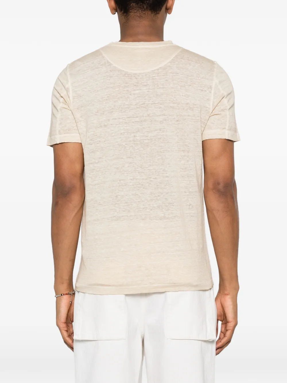 120% Lino T-shirt met ronde hals Beige