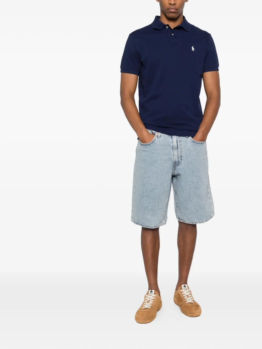 Polo Ralph Lauren Half-button Short-sleeve Polo Shirt In Blue