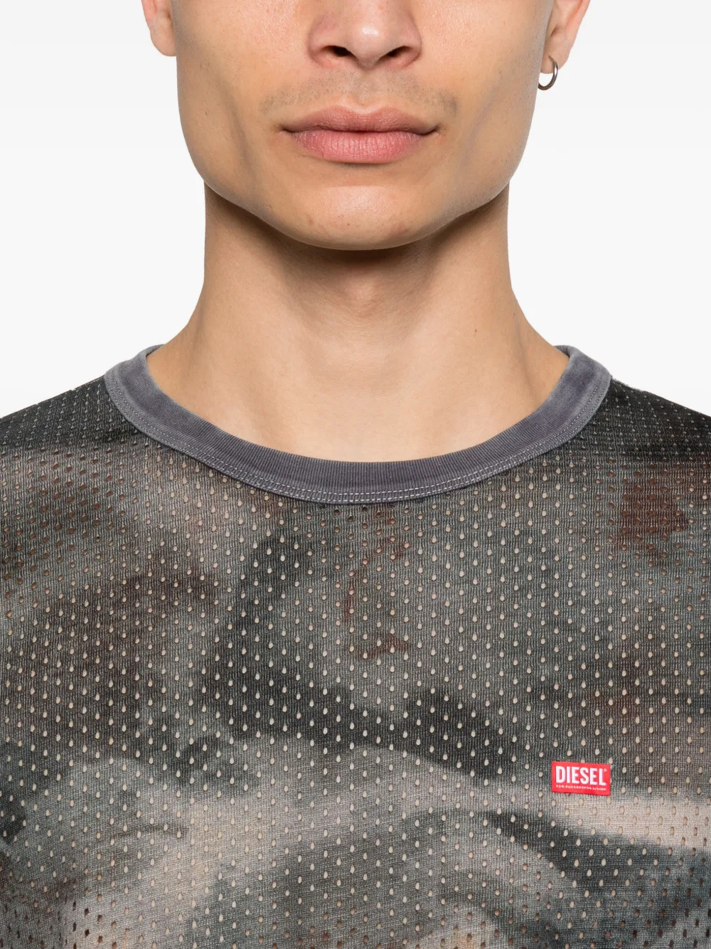Diesel Perforated long-sleeve T-shirt | Grey | FARFETCH
