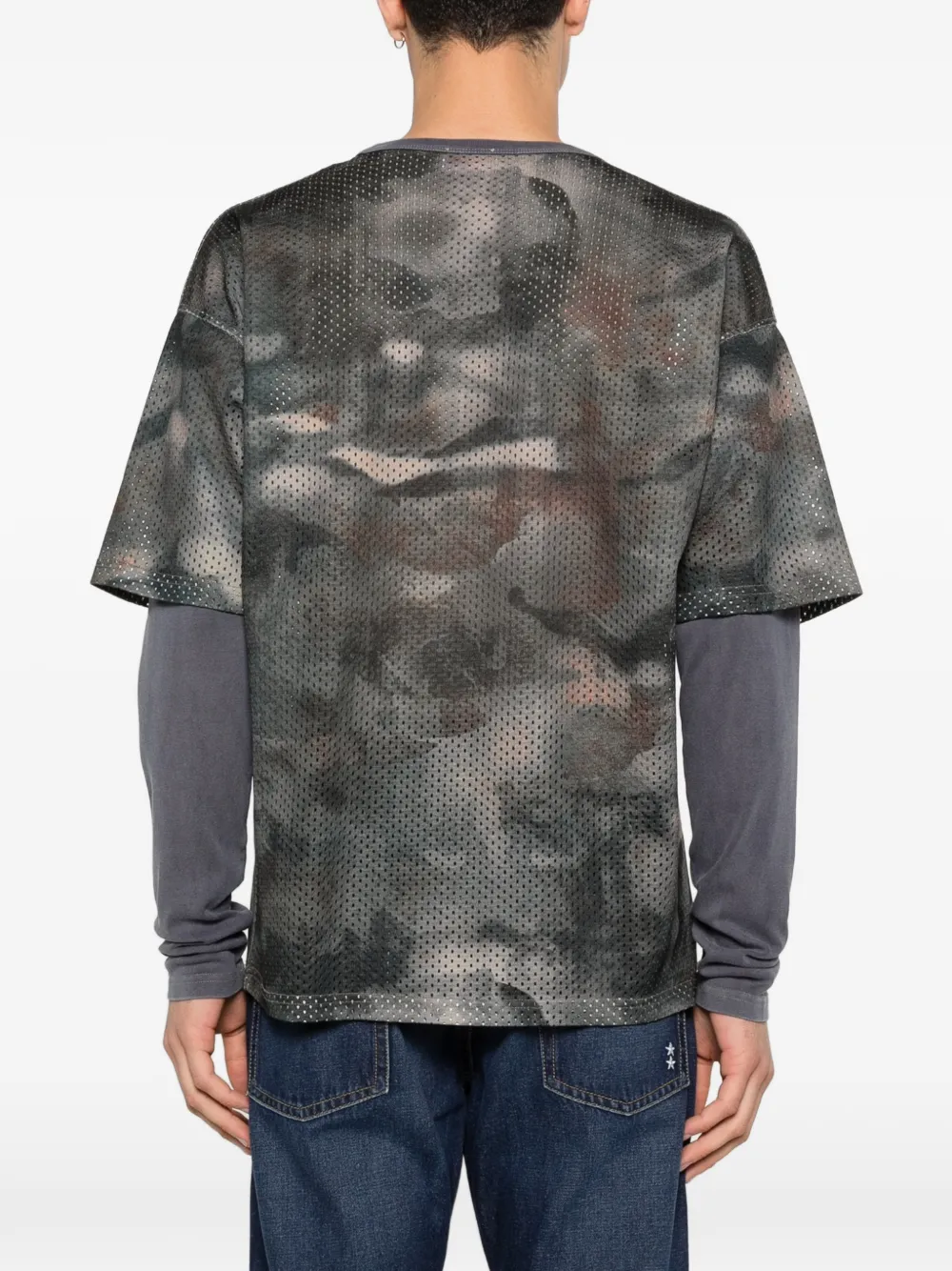 Diesel T-shirt met lange mouwen en geperforeerde details Grijs