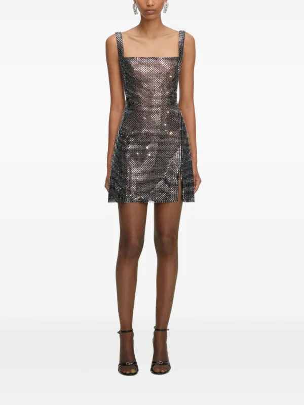 white christmas dresses Rhinestone Croc Effect Denim Mini Dress
