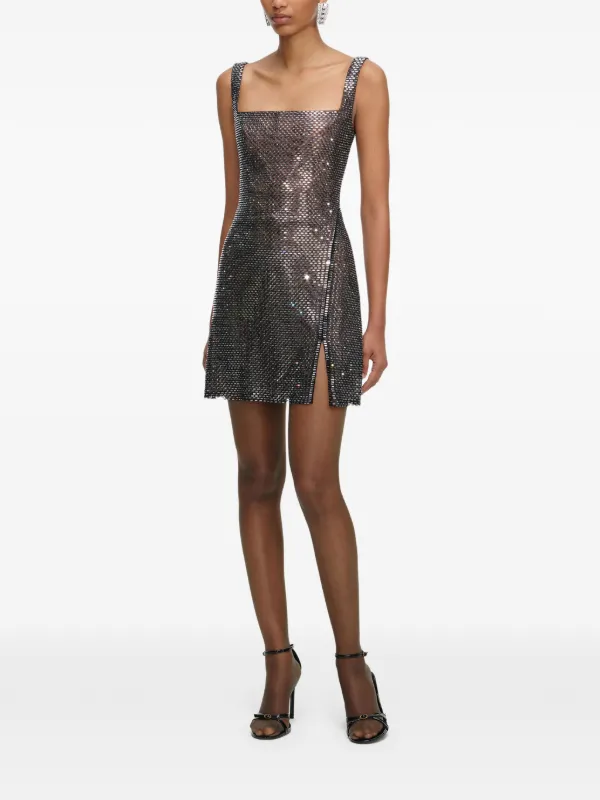 Self-Portrait rhinestone-embellishment Mini Dress | Black | FARFETCH