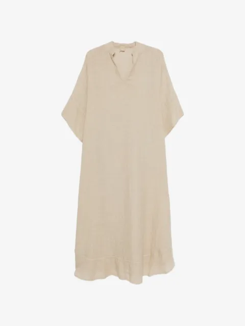 120% Lino Shiftkleid mit V-Ausschnitt