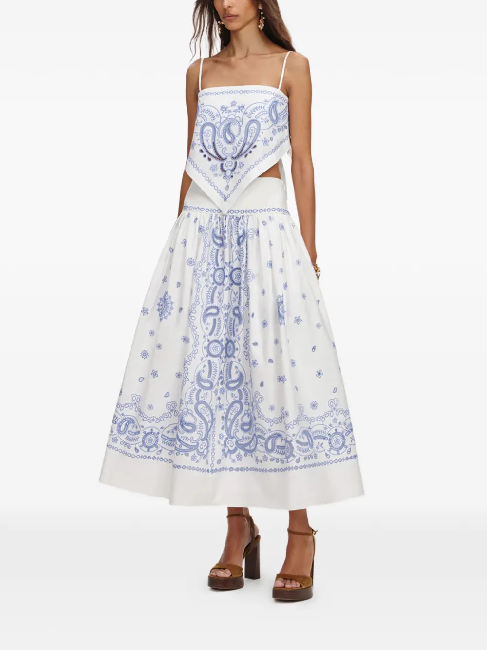 Self-Portrait Maxi-rok met paisley-borduurwerk Wit