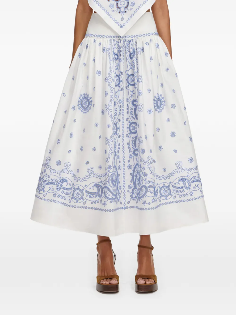 Self-Portrait Maxi-rok met paisley-borduurwerk Wit