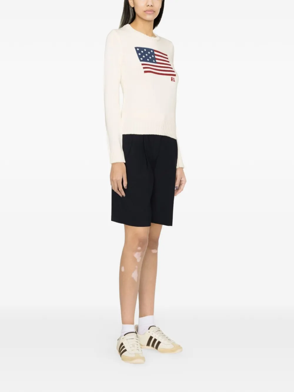 Polo Ralph Lauren Trui met ronde hals en vlagprint Beige