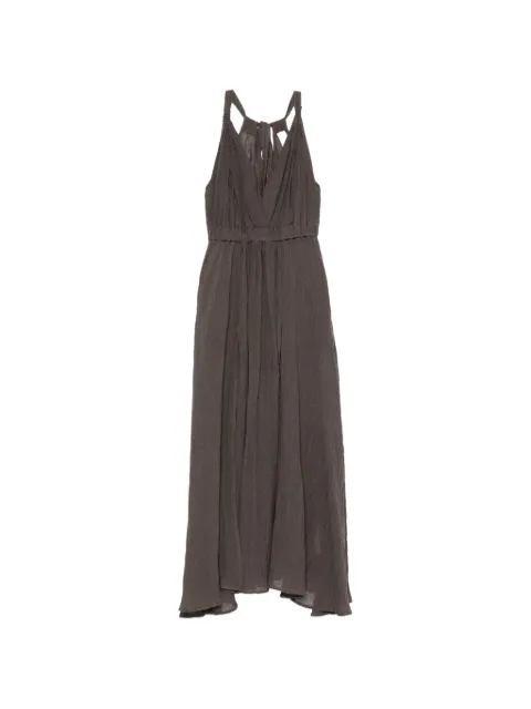 120% Lino halterneck pleated maxi dress