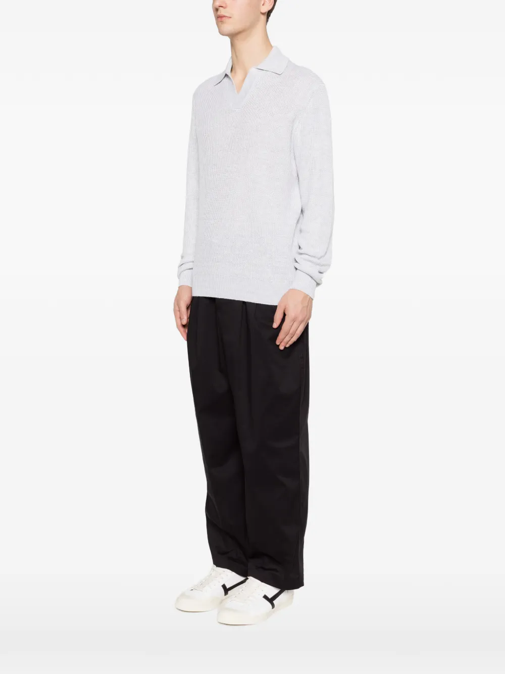 Tagliatore Poloshirt met lange mouwen Grijs