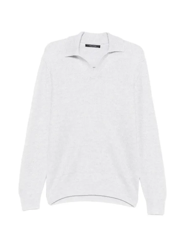 Tagliatore Long-sleeves Polo Shirt in Grey