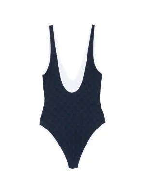 【新品未使用品】GUCCI 水着 ビキニ ワンピース　デカロゴ 関税送料込】GUCCI Sparkling Fake Logo Swimsuit 水着 (GUCCI/ビキニ