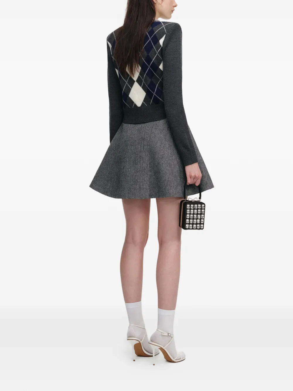 Self-portrait Argyle-pattern Sweater In Gray