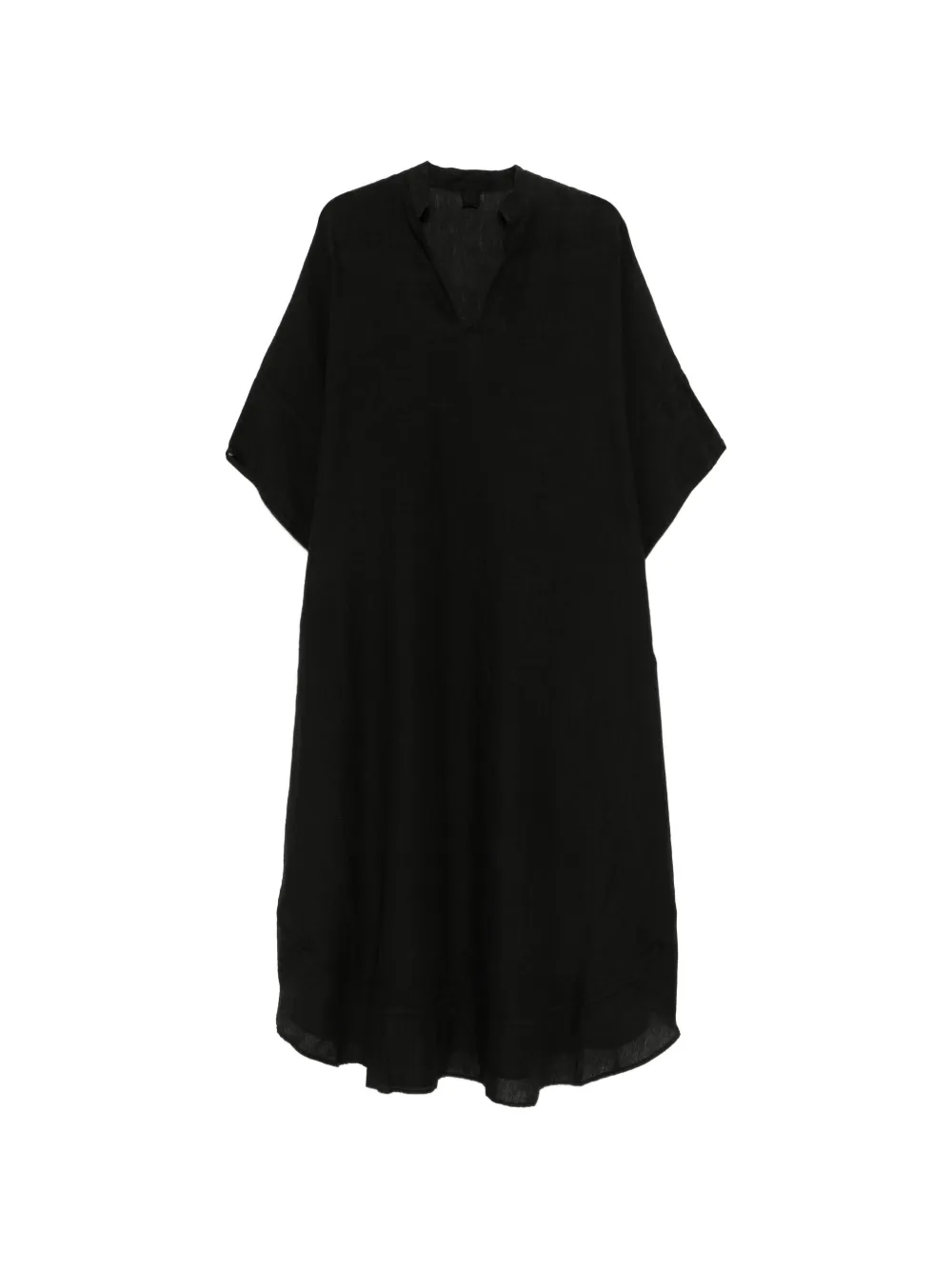 120% Lino V-neck midi dress - Nero
