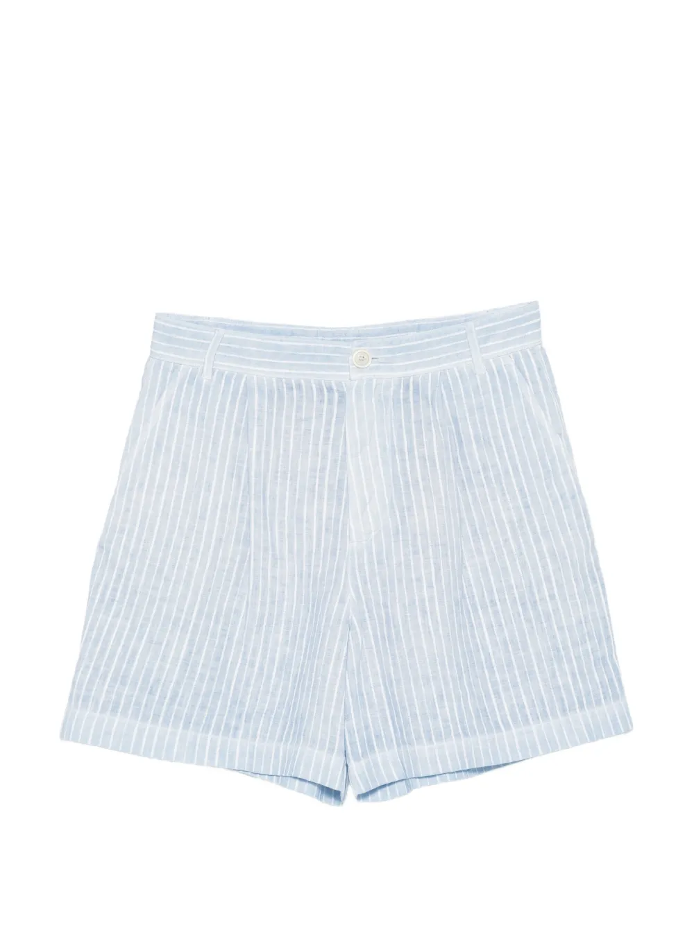 120% Lino vertical-stripe pleated shorts - Blu