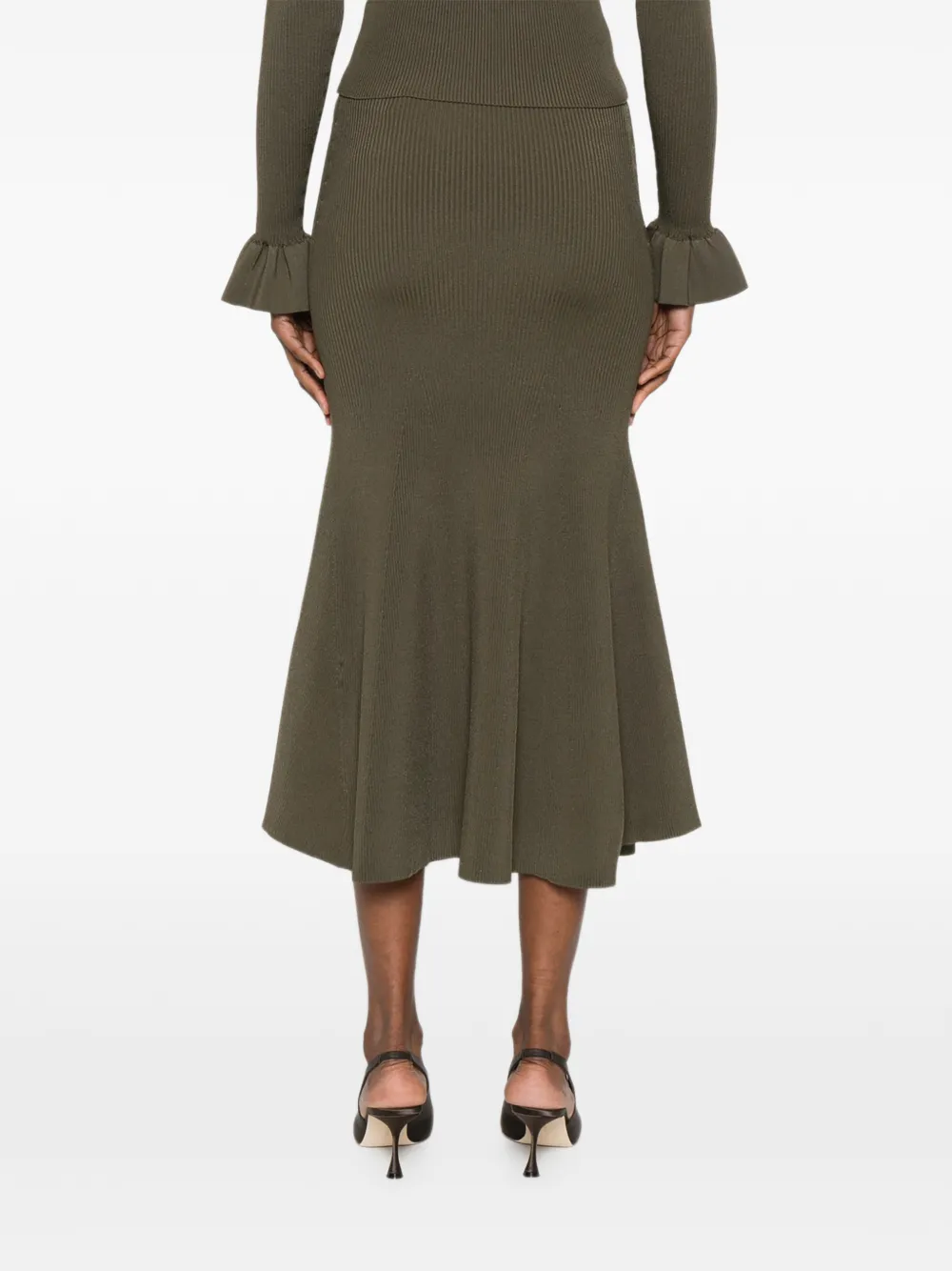 ribbed-knit midi skirt