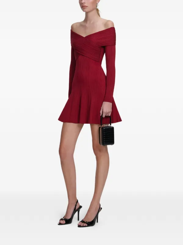 Self-Portrait - Burgundy Viscose Knit Mini Dress - Xs