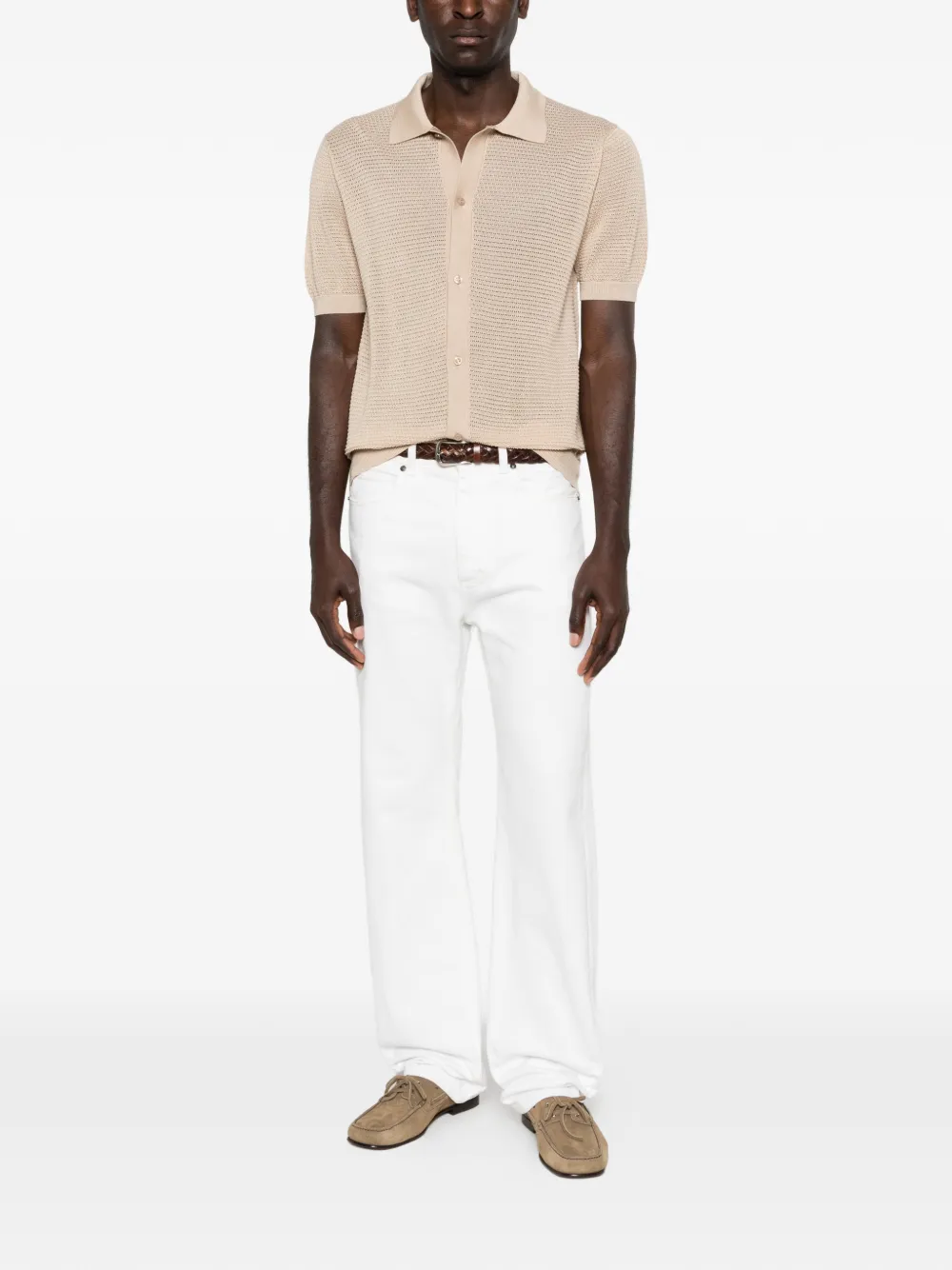 Tagliatore Poloshirt met kraag en knopen Beige