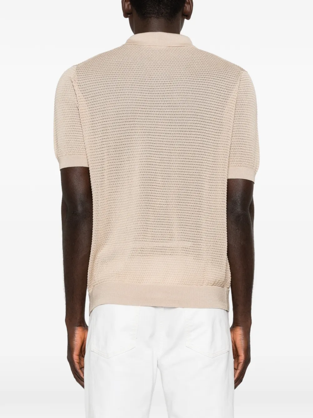 Tagliatore Poloshirt met kraag en knopen Beige