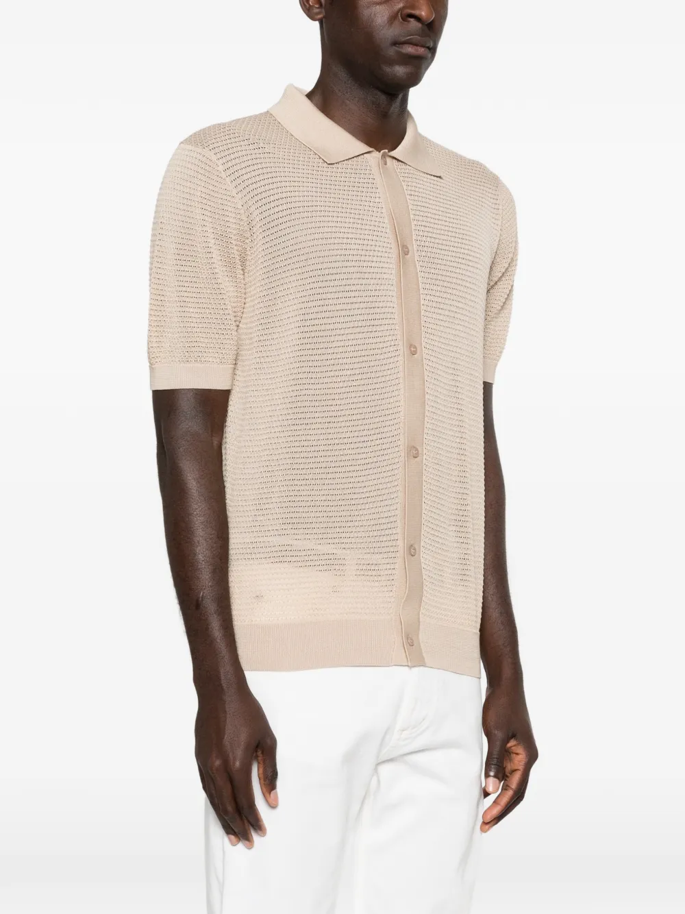 Tagliatore Poloshirt met kraag en knopen Beige