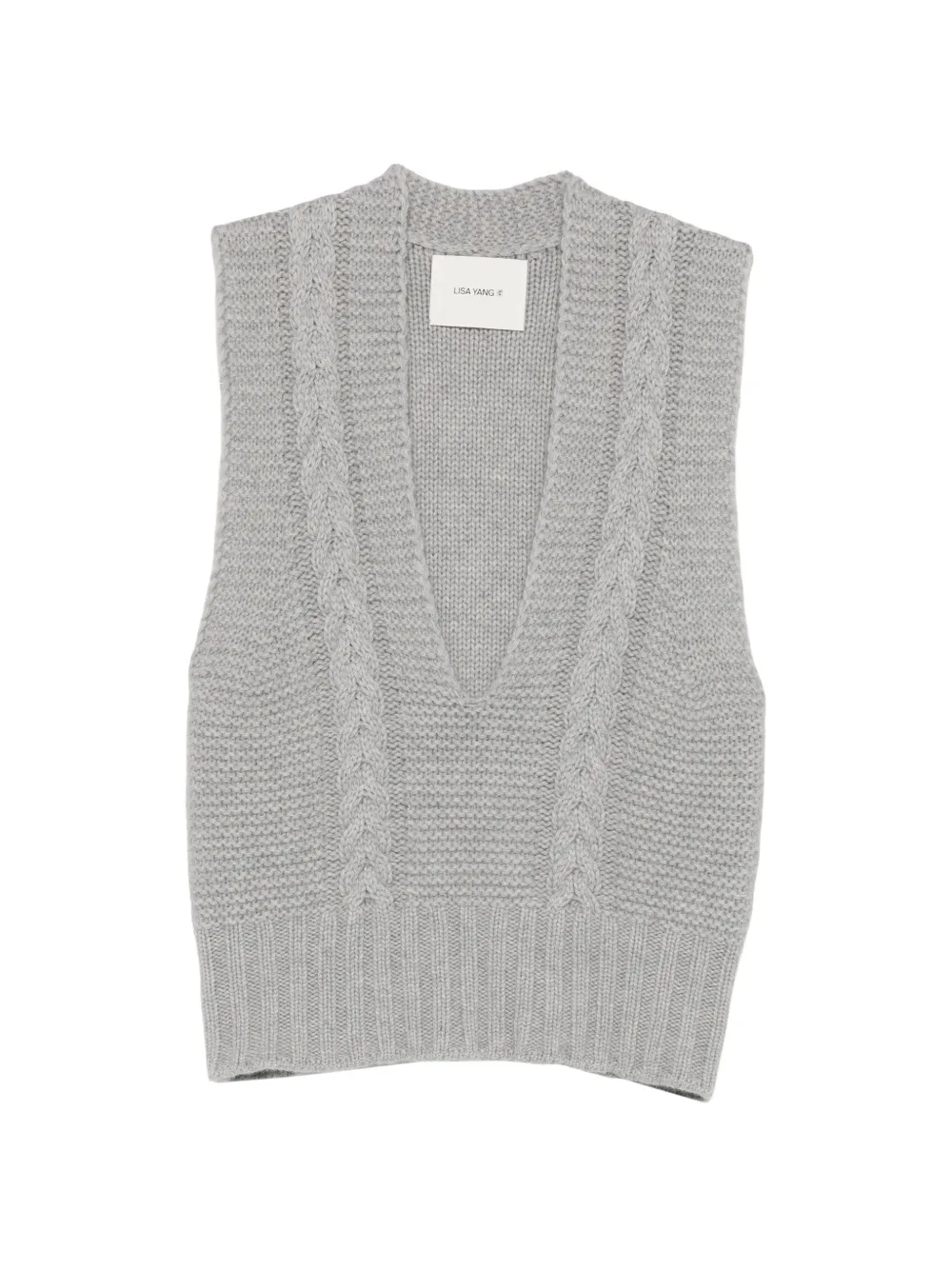 Lisa Yang Sallie cable-knit V-neck top - Grigio