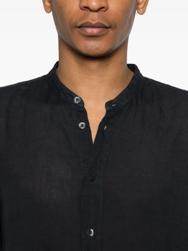 collarless dress shirt black Daniel Ellissa Mens Black Mandarin No Collar Collar Shirt DS3001C