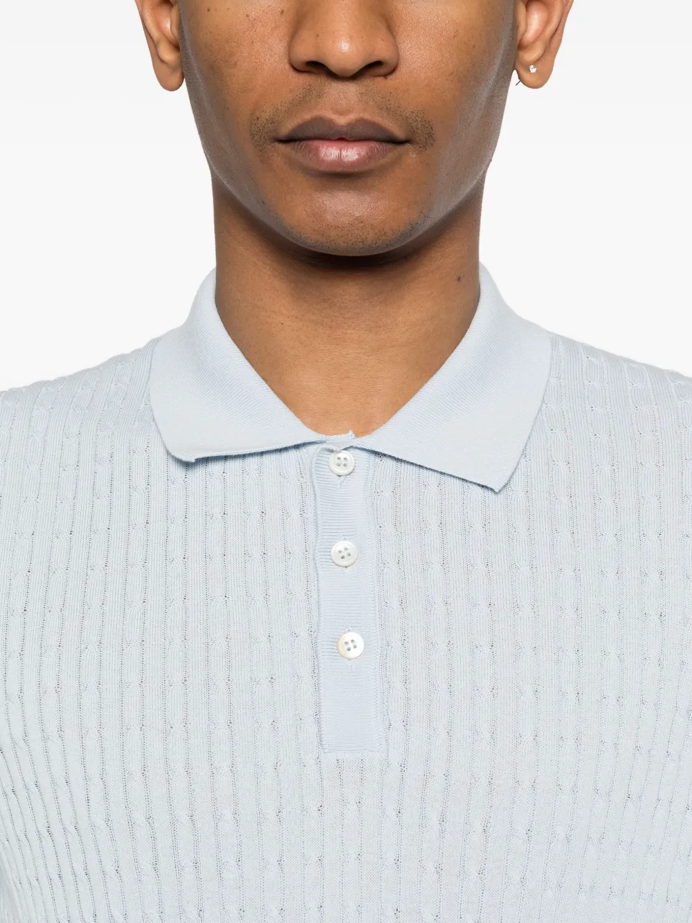 Tagliatore Poloshirt met textuur Blauw