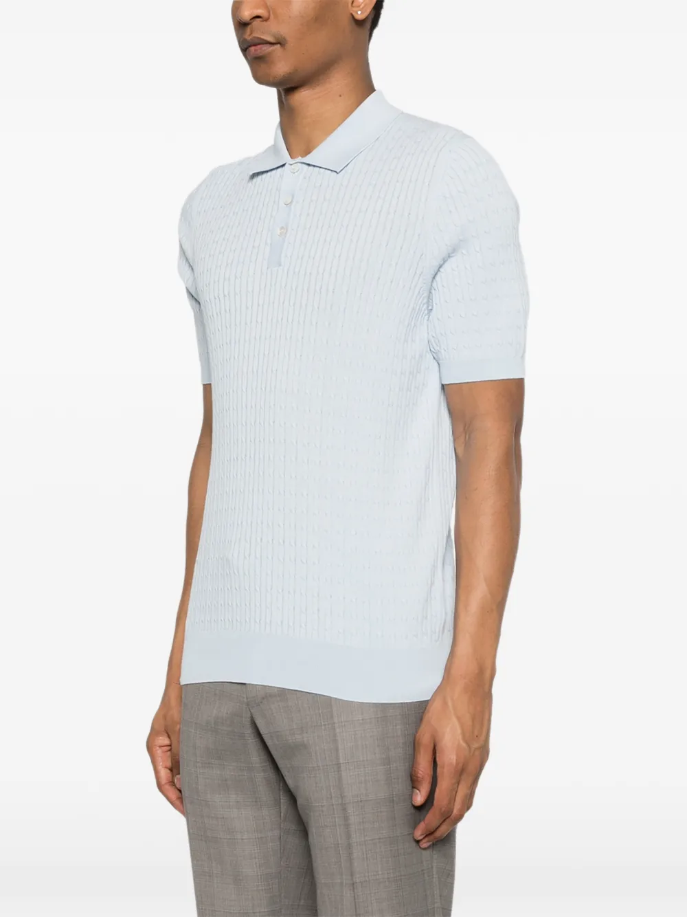 Tagliatore Poloshirt met textuur Blauw