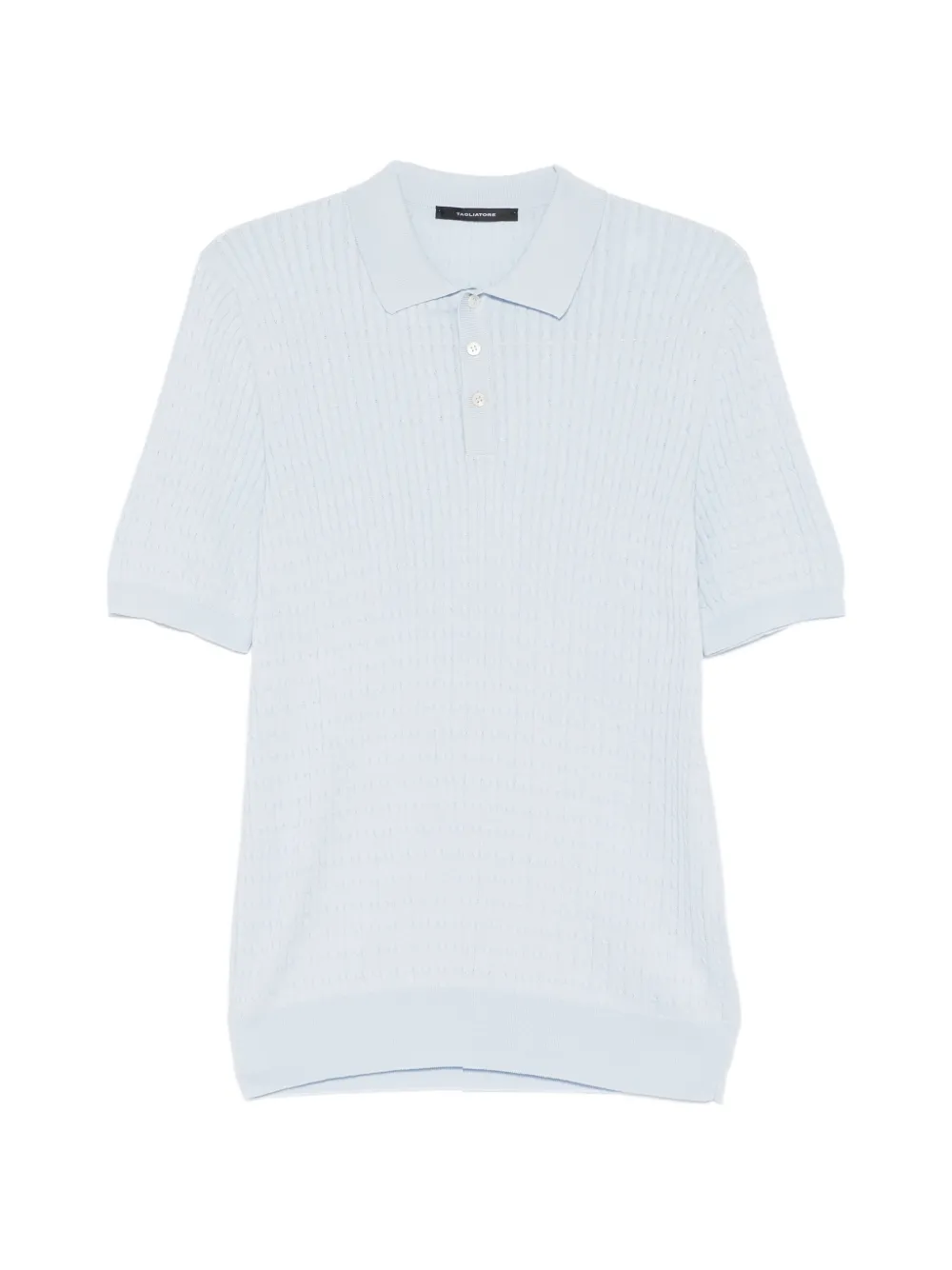 Tagliatore textured short-sleeve polo shirt - Blau