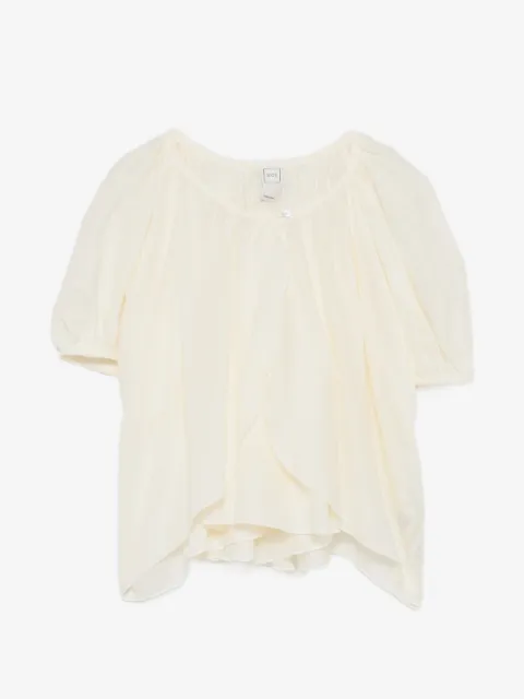 120% Lino pleated layered blouse