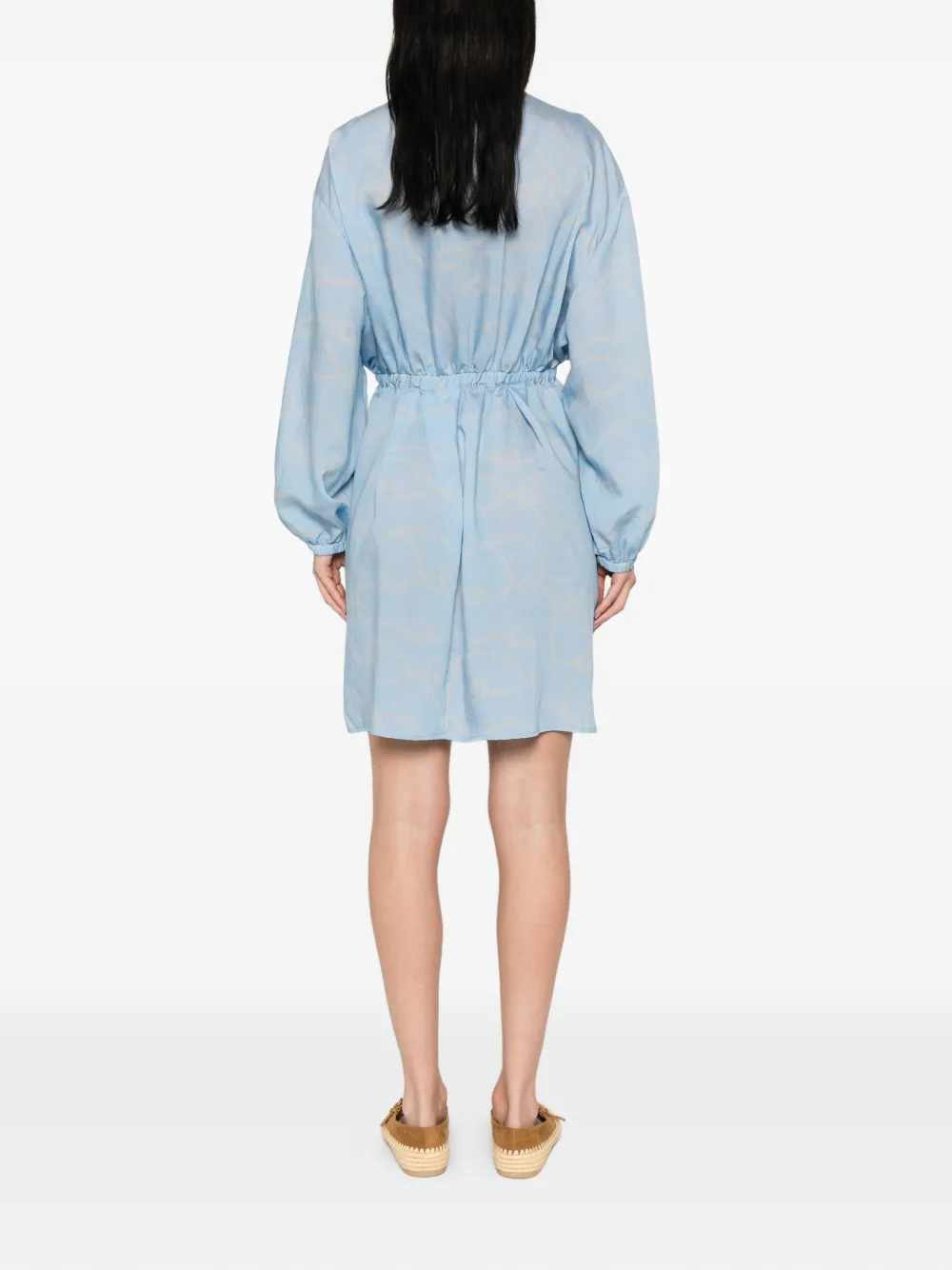 Woolrich Mini-jurk met gestrikte taille en V-hals Blauw