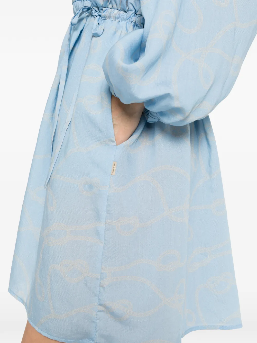Woolrich Mini-jurk met gestrikte taille en V-hals Blauw