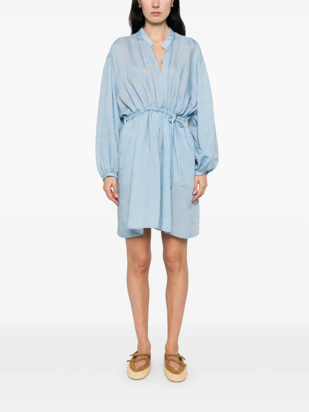 Woolrich Mini-jurk met gestrikte taille en V-hals Blauw