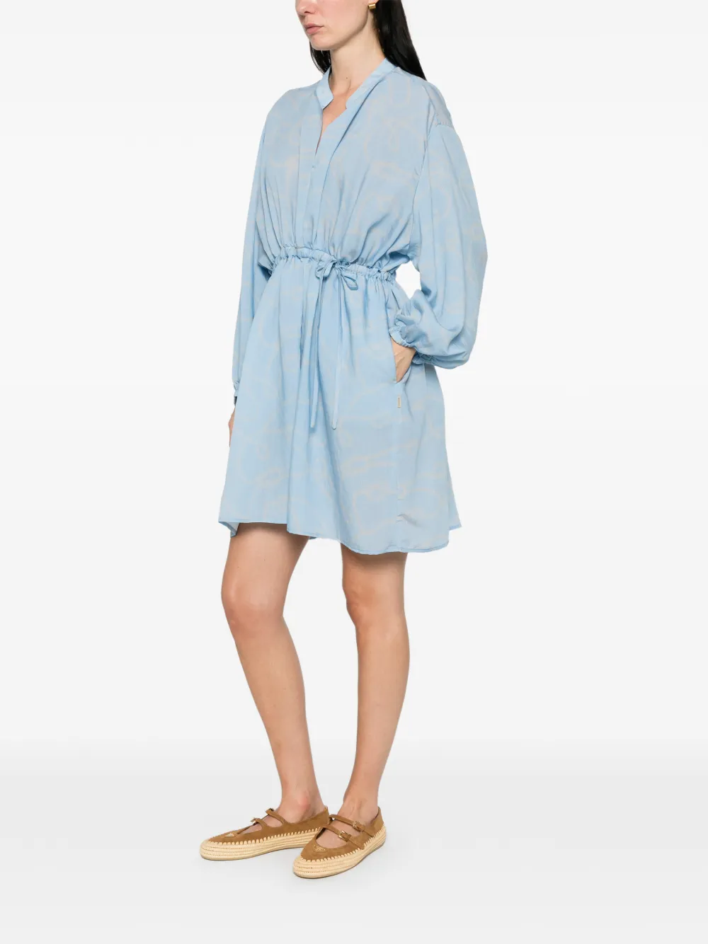 Woolrich Mini-jurk met gestrikte taille en V-hals Blauw