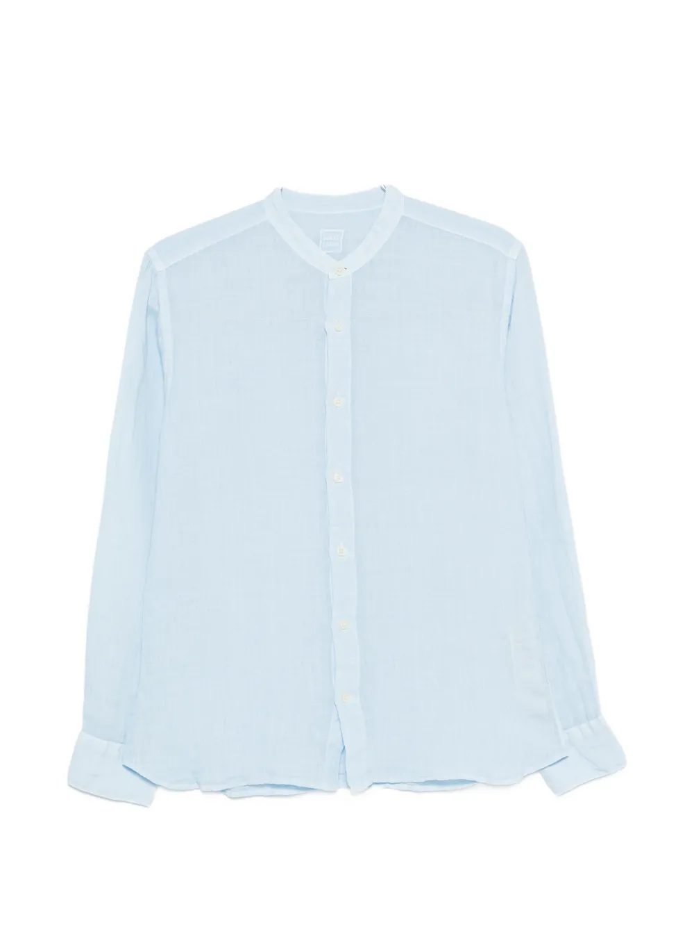 120% Lino linen band-collar shirt - Blau