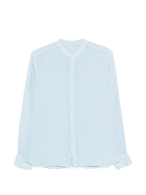 120% Lino linen band-collar shirt