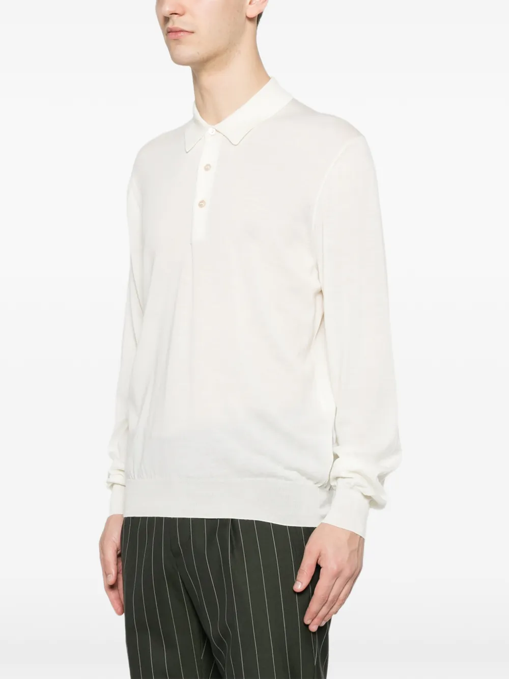 Tagliatore Zeno poloshirt met lange mouwen Beige