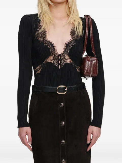 Self-Portrait lace-details long-sleeve T-shirt