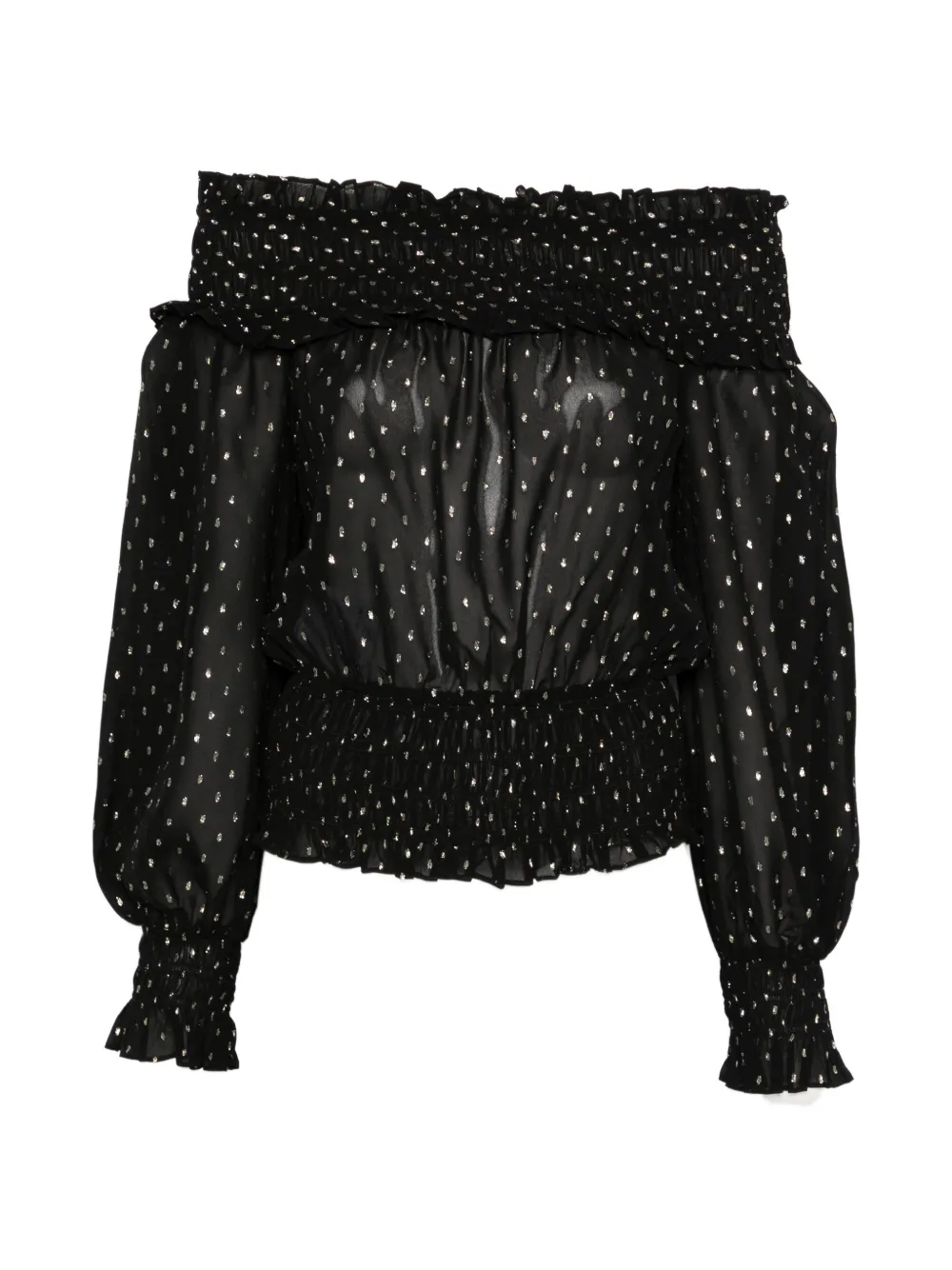 Self-Portrait lace-details long-sleeve T-shirt - Nero