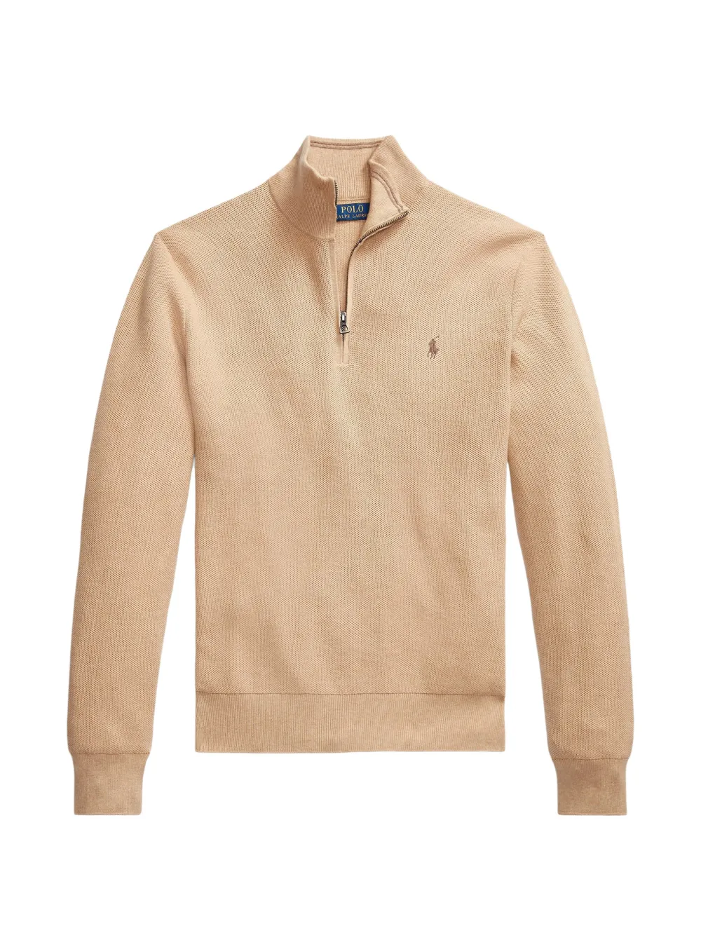 Polo Ralph Lauren quarter-zip embroidered-logo sweater - Nude